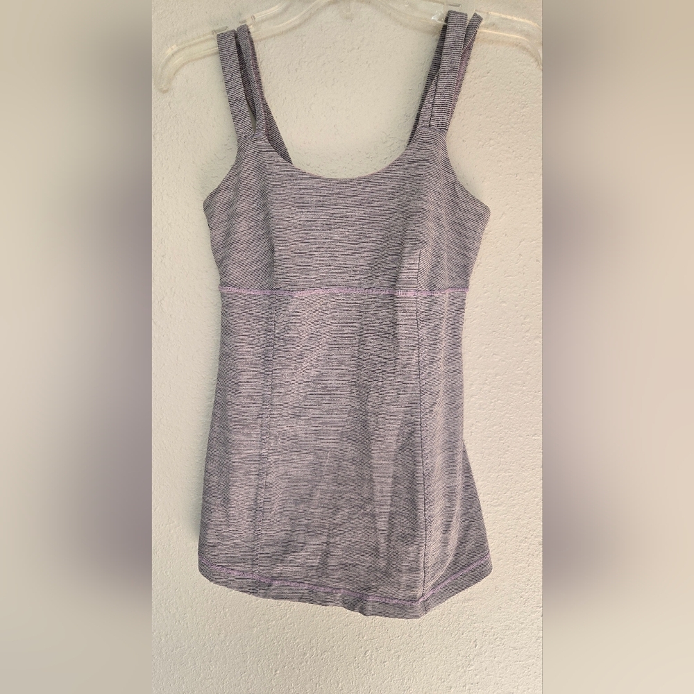 Lululemon Active Strength Tank Lilac Heathered Coal Wee Stripe